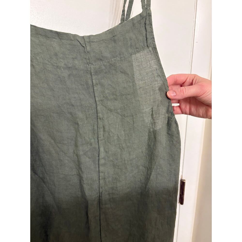 100% Italian Linen Wide Leg Jumpsuit | Sage Green | Lagenlook Boho | Size L/XL - Picture 6 of 7